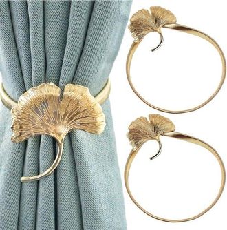No Brand Juego De 4 Soportes Met&aacute;licos Extensibles Para Cortinas - Dise&ntilde;o De Cord&oacute;n En Espiral Con Hebillas Creativas - Para Decoraci&oacute;n Del Hogar (hoja De Oro)