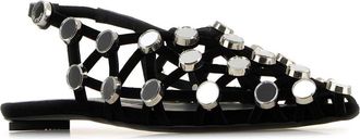 The Attico Womens Grid Ballerina Black Suede