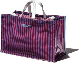 Puebco Covered School Tie Fabric Market Bag in Red X Light Blue at Nordstrom