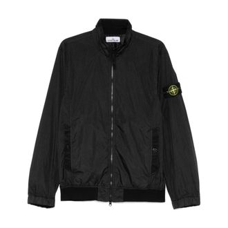 Stone Island Jassen, Heren, Zwart, L, Nylon, Zwarte Nylon Bomberjack