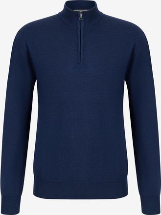 Aur&eacute;lien Pullover aus extrafeiner Merinowolle mit Stehkragen und Zip Cashwool