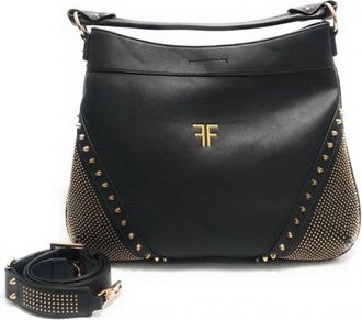 Fracomina Zwarte Hobo Handtas Schoudertas - Dames - Handtassen - Zwart - ONE Size - Leer - Tassen