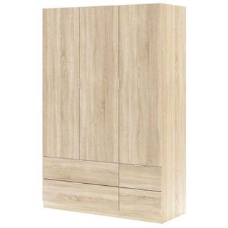 F.R.S. Armario 3 puertas abatibles 4 cajones acabado roble. 200cm(alto). 135cm(ancho). 52cm(fondo)