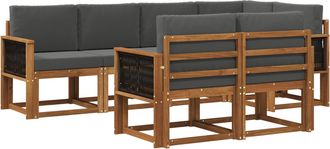 vidaXL Conjunto De Sof&aacute;s De Exterior 7 Uds. Natural Y Antracita Vidaxl