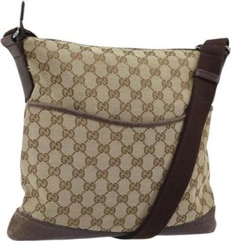 Gucci Pre-owned Canvas Cross Body Bag - Dames - Vintage Schoudertas - Beige - ONE Size - Vintage