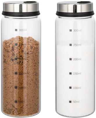 OEM Tarros Para Especias Con Tapa De Rosca - 300 Ml - Vidrio De Borosilicato - 2 Unidades