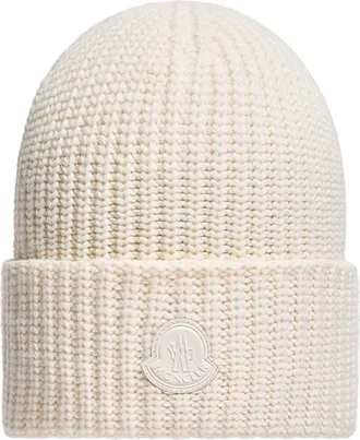 Moncler Moncler Wool & Cashmere Blend Beanie, Women, White, Size: One Size