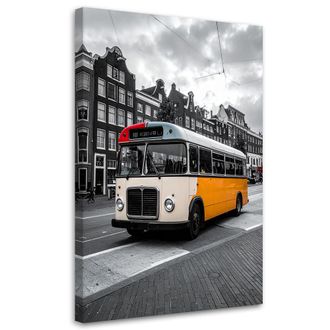 Feeby Cuadro En Lienzo, Autob&uacute;s Retro Aparcado En Una Calle De La Habana Cuba, 70x100