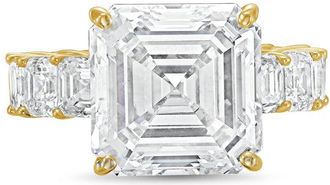 Diana M. Jewels 18kt Yellow gold Lab grown 20ct Asscher Cut Diamond Ring with Asscher Eternity Band