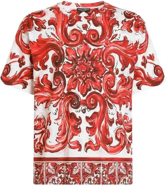 Dolce & Gabbana katoenen T-shirt met Majolica-print