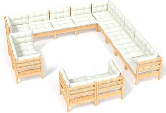vidaXL Muebles De Jard&iacute;n 13 Piezas Cojines Madera Maciza De Pino Vidaxl