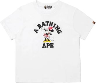 A Bathing Ape (WMNS) A Bathing Ape x Disney Minnie Mouse College Relaxed Mini T-Shirt White 0ZXTEW907092Q-WHT