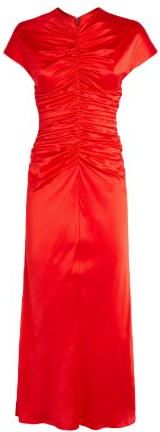 Tove Aubree Ruched Silk Midi Dress Size M