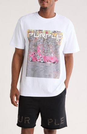 Purple Race Car Cotton Graphic T-Shirt in White at Nordstrom, Size X-Large