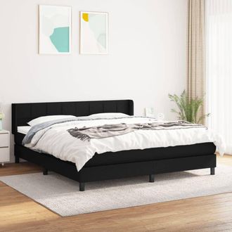 vidaXL Cama Box Spring Con Colch&oacute;n Tela Negro 160x200 Cm Vidaxl