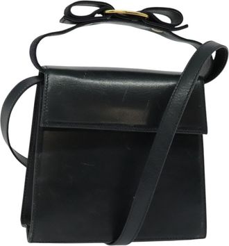 Ferragamo Vintage Leather Navy Leather Handbag (Pre-Owned)