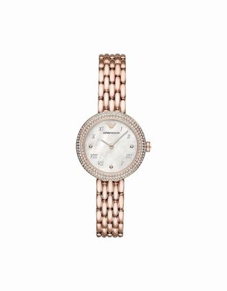 Emporio Armani Womens Emporio Armani AR11355 Rose Gold-Tone Ladies Watch - Silver