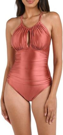 La Blanca Earth High Neck One-Piece Swimsuit in Sienna at Nordstrom Rack, Size 16