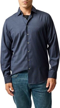 Rodd & Gunn Esk Valley Wool M&eacute;lange Button-Up Shirt in Eclipse at Nordstrom, Size Xxx-Large