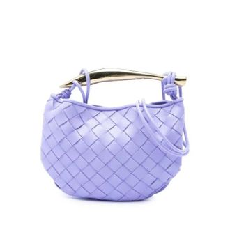 Bottega Veneta Pre-owned Woven Satchel - Dames - Pre-owned - Paars - Maat: ONE Size Zijde