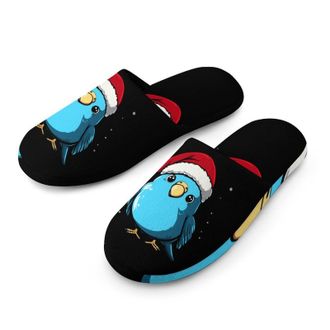 Generic Christmas Blue Budgie Bird Mens House Slippers Slip Indoor Slipper On Shoes Warm Outdoor