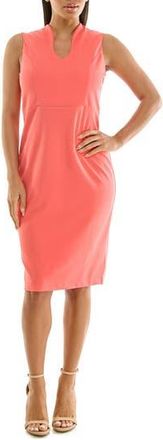 Nina Leonard U-Neck Sleeveless Sheath Dress in Coral Berry at Nordstrom Rack, Size X-Large