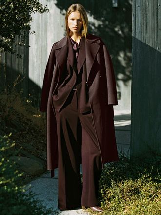 Reiss Burgundy Double-breasted Blindseam Coat Wool-blend, 18