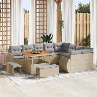 vidaXL Conjunto De Sof&aacute; De Jard&iacute;n 12 Pcs Beige Rat&aacute;n Sint&eacute;tico Vidaxl