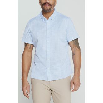 7 Diamonds Landen Short Sleeve Button-Up Shirt in Light Blue at Nordstrom, Size Xx-Large