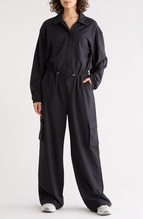 Beyond Yoga Long Sleeve Cargo Jumpsuit in Black at Nordstrom Rack, Size X-Small