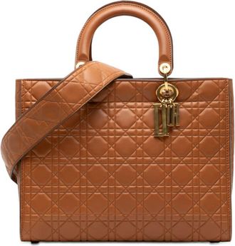 Dior Pre-owned Dior Large Ultra Matte Calfskin Cannage Embossed Lady Dior ZJ4YZ1E1XWF4IKP5