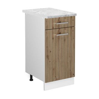 Vicco Mueble Bajo De Cocina R-line, Roble Artesanal, 40 Cm, Et M&aacute;rmol