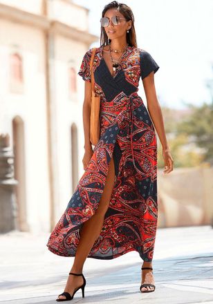 Lascana Womens Printed Wrap Maxi Dress
