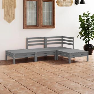 vidaXL Juego De Muebles De Jard&iacute;n 4 Piezas Madera Maciza De Pino Gris Vidaxl