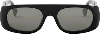 Fendi Stoere Zwarte Zonnebril met Donkere Lenzen - unisex - Zonnebrillen - Zwart - 54 MM - Accessoires