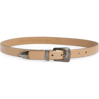 Treasure & Bond Lainey Western Buckle Leather Belt in Tan- Silver at Nordstrom, Size X-Small