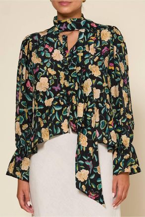 Rixo Clarabelle Top In Butterfly Floral Charcoal