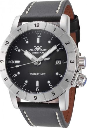 Glycine GL1023 Mens Worldtimer Watch - Silver - One Size