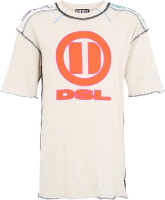 Diesel T-shirt met logo - Heren - Tops - Grijs - Maat: XS Katoen