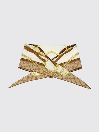 Gucci Cintura in seta con stampa Monogram GG e dettaglio Horsebit