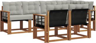 vidaXL Conjunto De Sof&aacute;s De Exterior 7 Uds. Natural Y Gris Claro Vidaxl