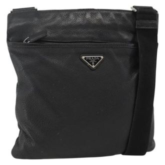 Prada Pre-owned Vintage Leren Cross Body Bag - Dames - Pre-owned - Zwart - Maat: ONE Size Leer