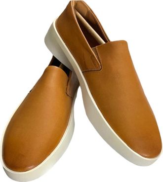 Wolf & Shepherd Cruise Sneakers Mens Brown Leather Slip-On Shoes ZAP2518