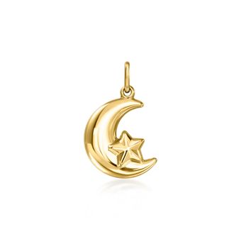 Ross-Simons 10kt Yellow Gold Crescent Moon and Star Pendant