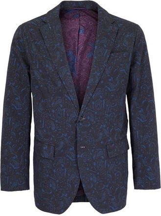 Lords of Harlech Hadrian Stretch Cotton Blazer in Madrid Paisley Navy at Nordstrom, Size 40