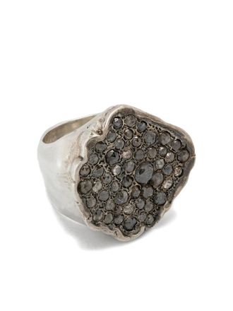 Rosa Maria Zegelring met diamant - Zilver