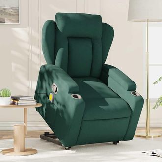 vidaXL Vidaxl - Silla De Masaje Reclinable De Pie De Tela Verde Oscura