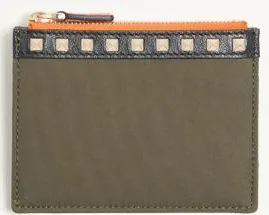 Valentino Garavani Portamonete e portacarte Stud up Valentino Garavani in Nylon e Vitello Granato Uomo OLIVE GREEN UNI
