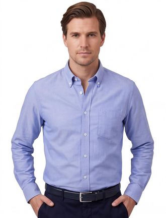 Led&ucirc;b Overhemd lichtblauw Ledub Modern fit katoen button down