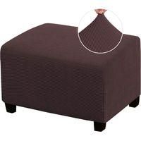 OEM Funda El&aacute;stica Rectangular Para Reposapi&eacute;s De Sal&oacute;n. Confeccionada En Tejido Jacquard Grueso A Cuadros Con Dobladillo El&aacute;stico (tama&ntilde;o Est&aacute;ndar, Marr&oacute;